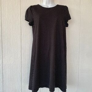 Maeve Black Shift Dress 10 Polka‎ Dot Wednesday Addams Dark Romantic Goth Punk